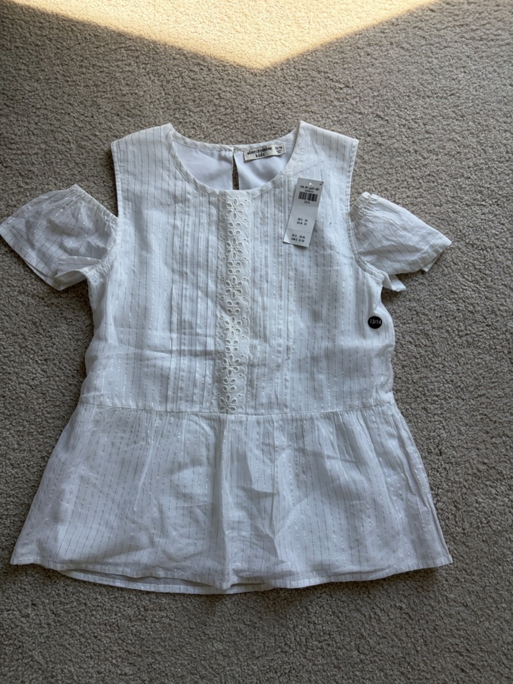 abercrombie kids White Eyelet Peplum Top